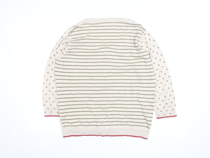 Marks and Spencer Per Una Womens Beige Floral Striped Cardigan M