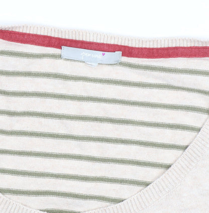Marks and Spencer Per Una Womens Beige Floral Striped Cardigan M