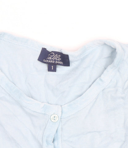 Pablo Gerard Darel Women's Blue Cotton Stretch Button-Up Top S