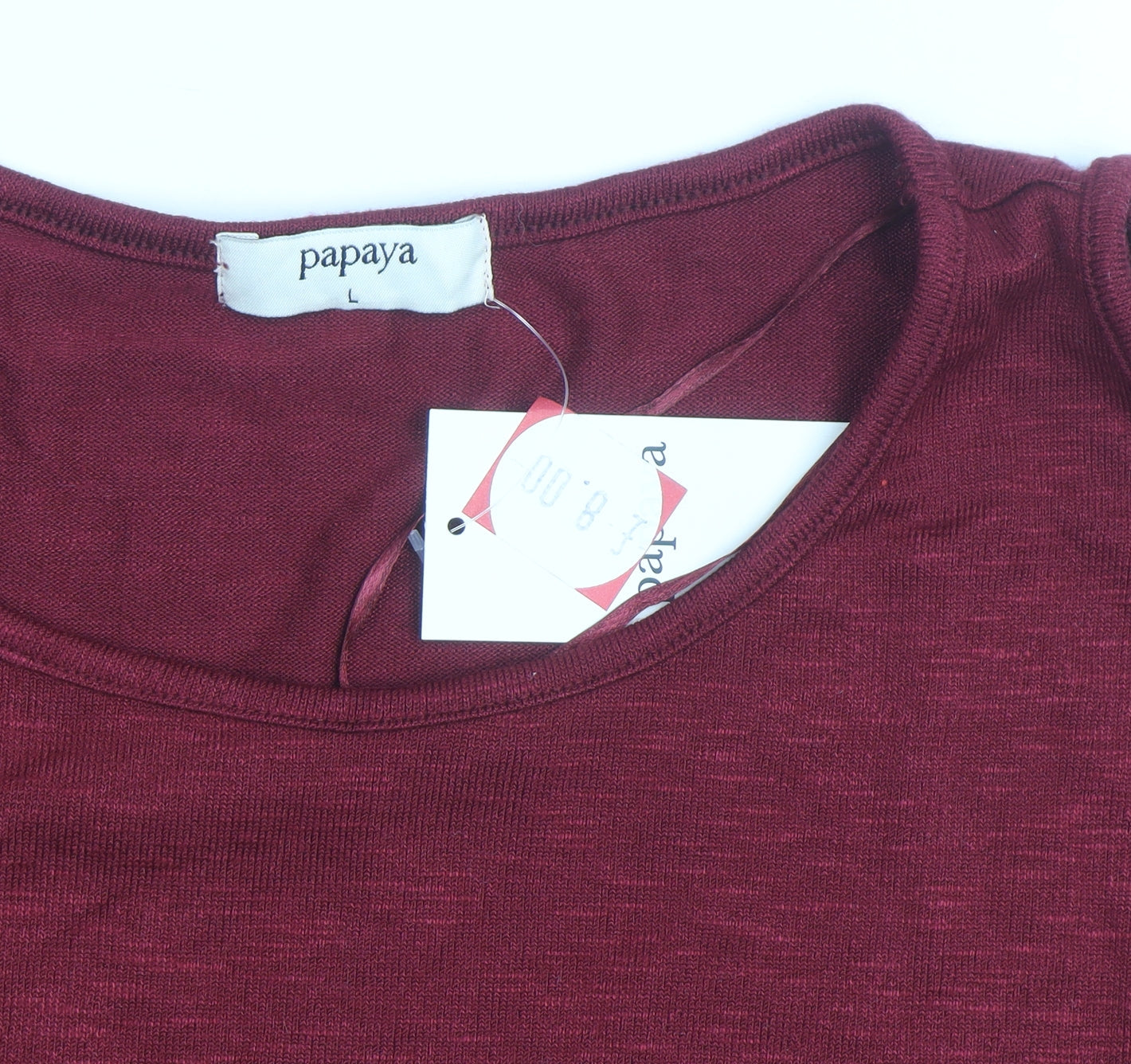 Papaya Women's Red Cold Shoulder 3/4 Sleeve Jersey T-Shirt L