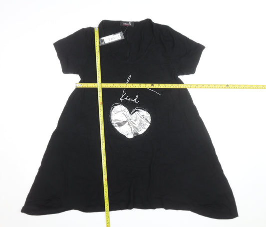 Novalee Women Black V-Neck Be Kind T-Shirt Dress Size 14