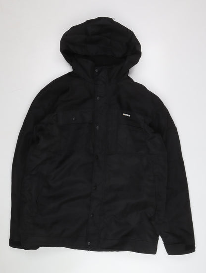 Caterpillar Men's Black Hooded Work Jacket Size L Waterproof Lined