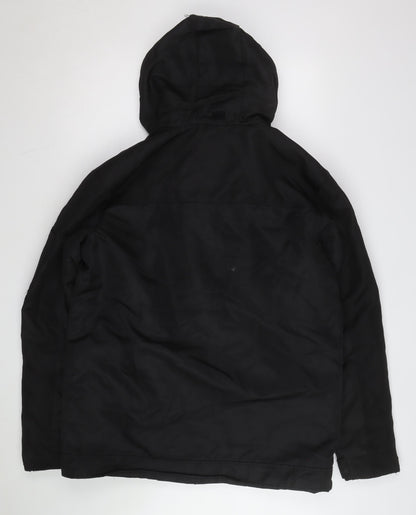 Caterpillar Men's Black Hooded Work Jacket Size L Waterproof Lined