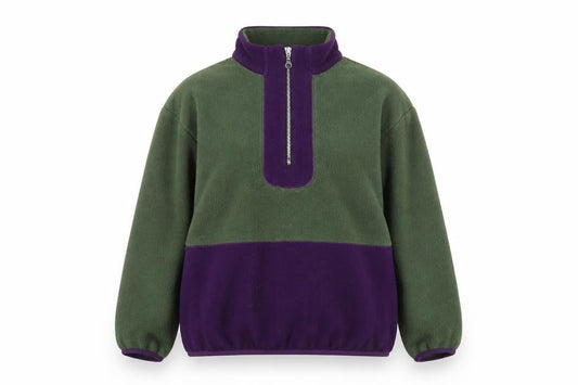 Cherry Tree Women's Green & Purple Fleece 1/2 Zip Active Jacket L