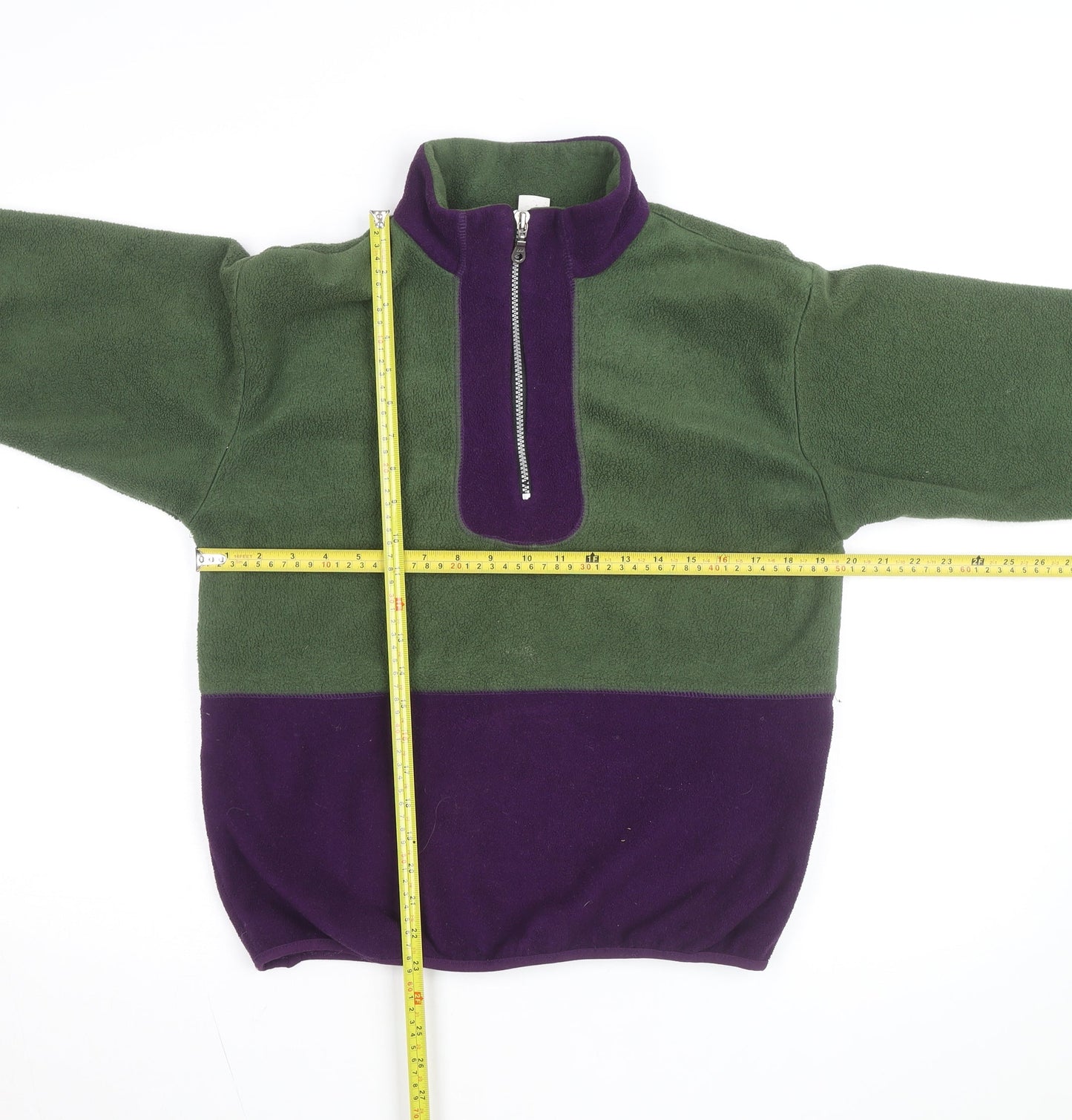 Cherry Tree Women's Green & Purple Fleece 1/2 Zip Active Jacket L