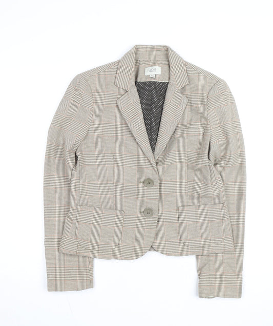 Jacob Connexion Women's Beige Checked Blazer Size 8 Workwear Jacket