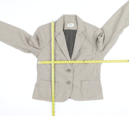 Jacob Connexion Women's Beige Checked Blazer Size 8 Workwear Jacket