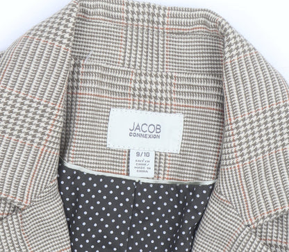 Jacob Connexion Women's Beige Checked Blazer Size 8 Workwear Jacket