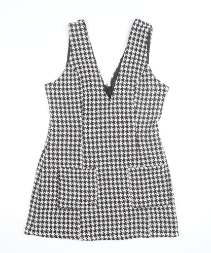 In The Style Women’s Black Houndstooth Pinafore Dress Size 12