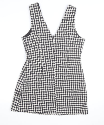 In The Style Women’s Black Houndstooth Pinafore Dress Size 12