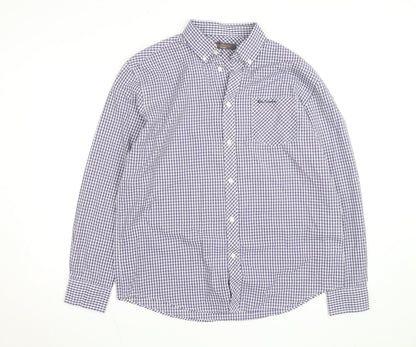 Ben Sherman Men's Blue Check Long Sleeve Button-Up Shirt Size L