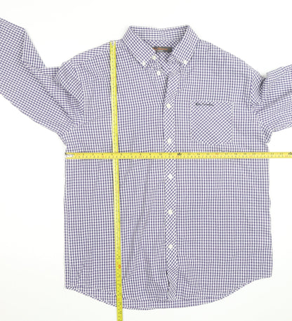 Ben Sherman Men's Blue Check Long Sleeve Button-Up Shirt Size L