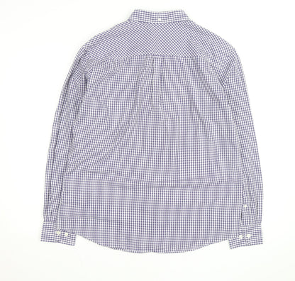 Ben Sherman Men's Blue Check Long Sleeve Button-Up Shirt Size L