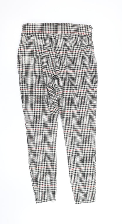 Next Women's Multicoloured Slim Fit Tapered Check Stretch Trousers Size 10