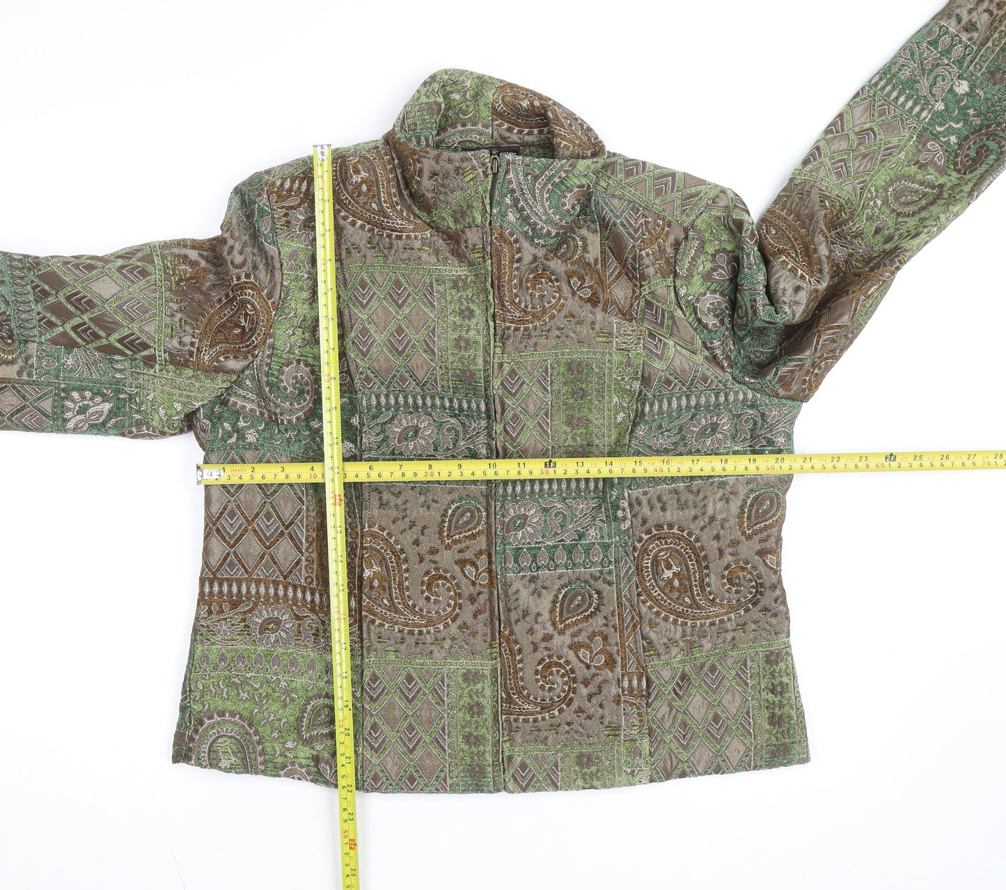 Molly & Maxx Petite Green Paisley Jacquard Jacket Women's S Classic