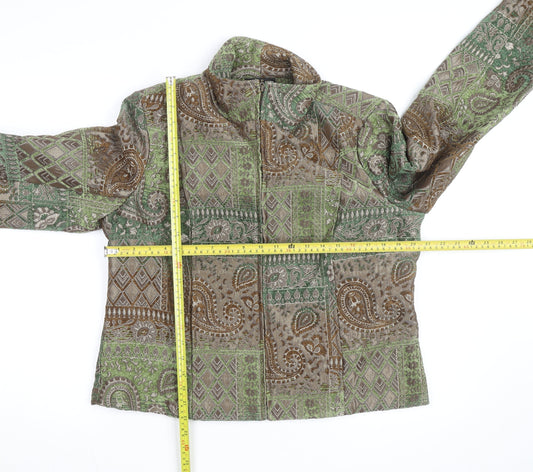 Molly & Maxx Petite Green Paisley Jacquard Jacket Women's S Classic