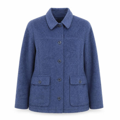 L.L. Bean Women's Blue Wool Blend Mid-Length Button Jacket Size M