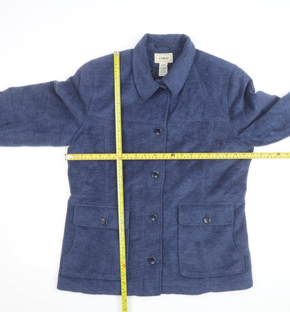 L.L. Bean Women's Blue Wool Blend Mid-Length Button Jacket Size M