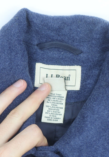 L.L. Bean Women's Blue Wool Blend Mid-Length Button Jacket Size M
