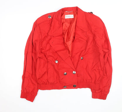 Liz Claiborne Women’s Red Linen Blend Bomber Jacket Size M Classic Style
