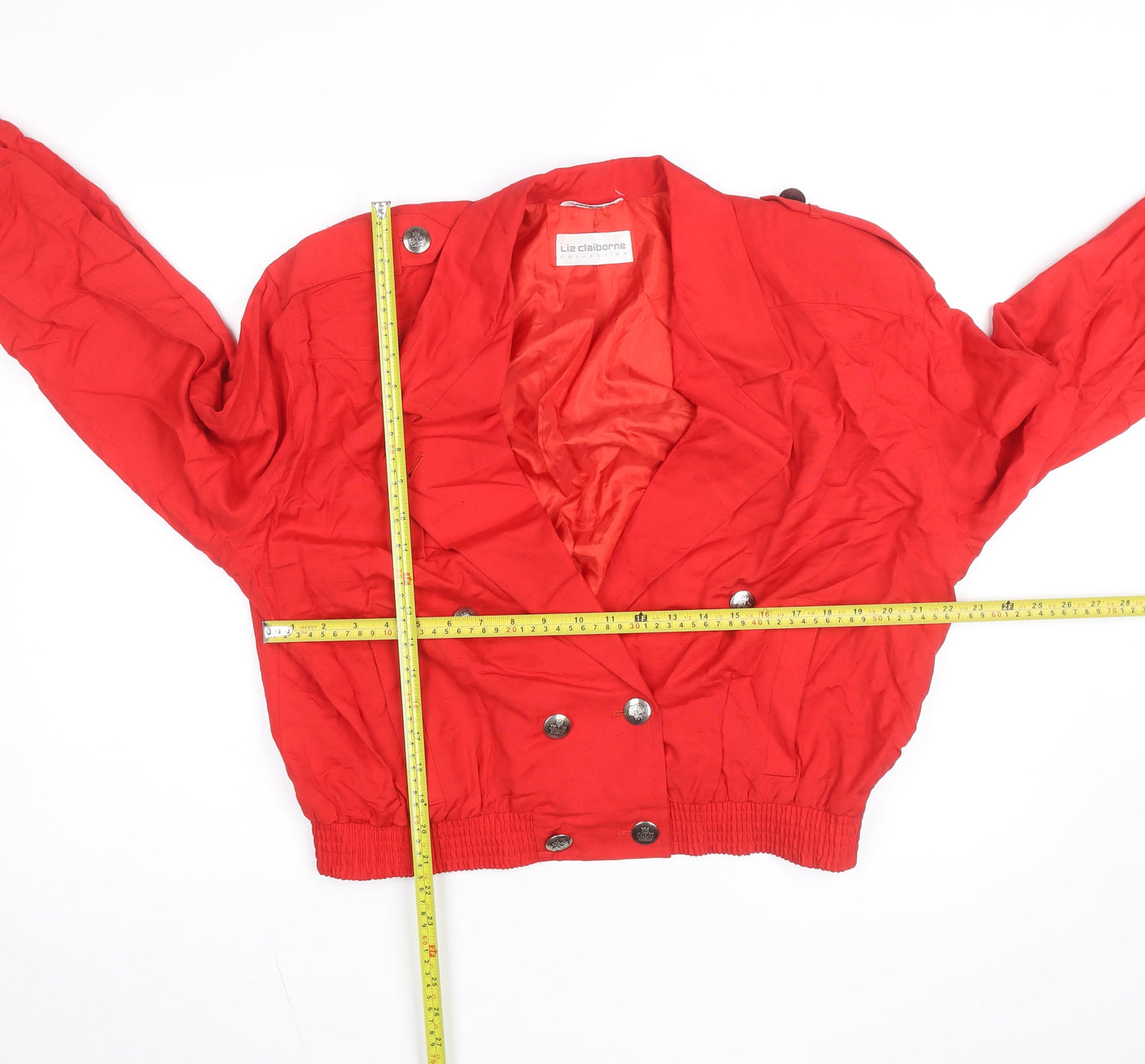 Liz Claiborne Women’s Red Linen Blend Bomber Jacket Size M Classic Style