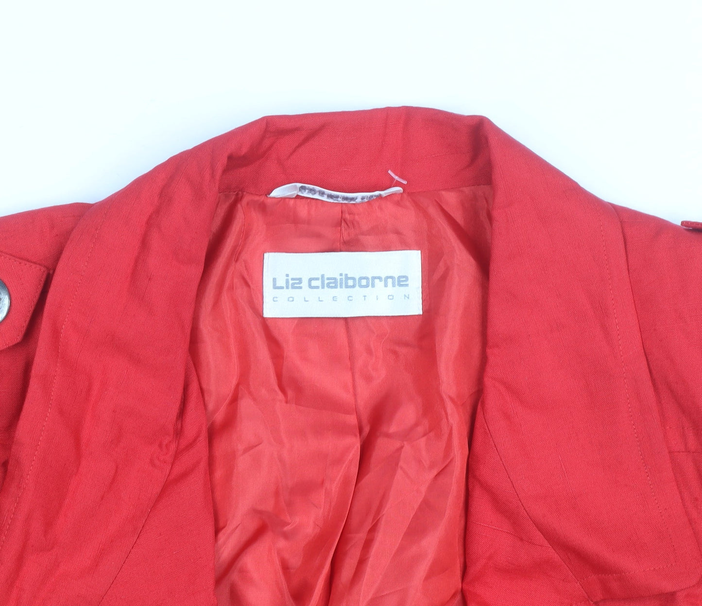Liz Claiborne Women’s Red Linen Blend Bomber Jacket Size M Classic Style