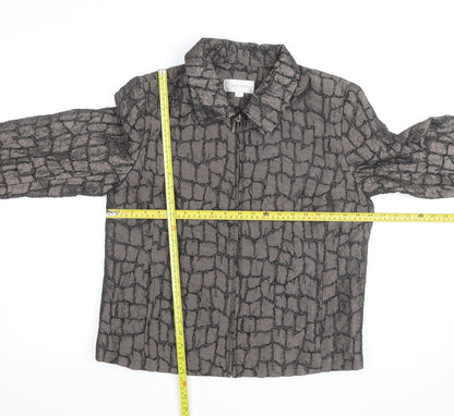 Erin London Women's Grey Geometric Jacket Size M Full Zip Lightweight