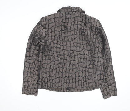 Erin London Women's Grey Geometric Jacket Size M Full Zip Lightweight