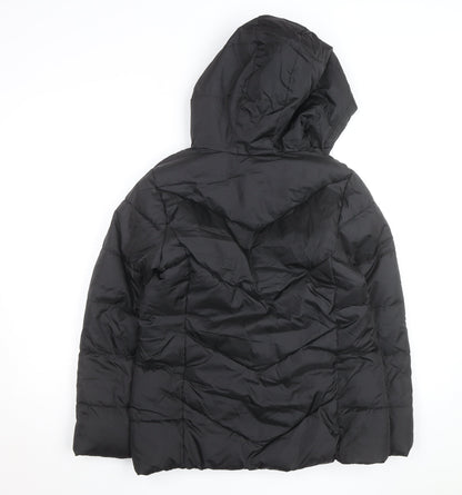 SwissTech Women's Black XL Hooded Puffer Jacket Winter Coat