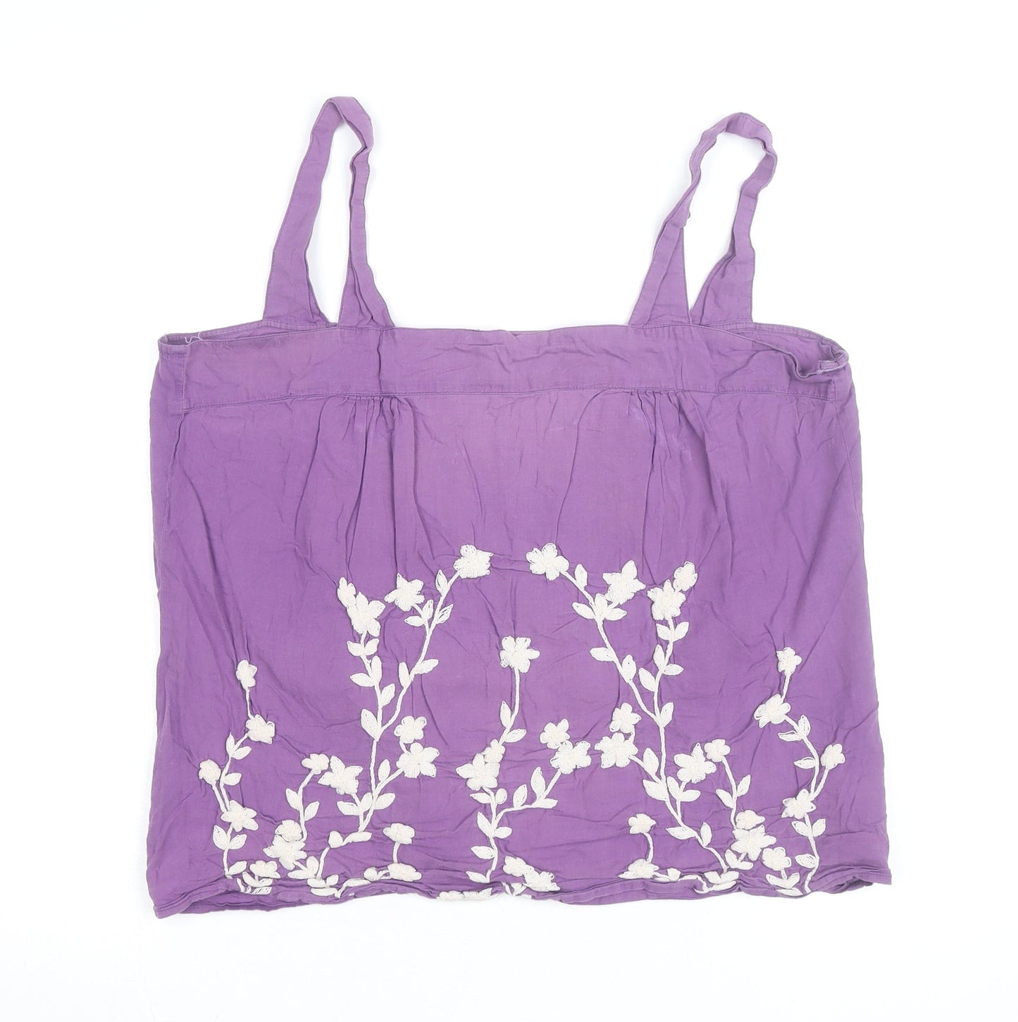 Wallis Women Purple Floral Embroidered Cotton Camisole Top Size 12