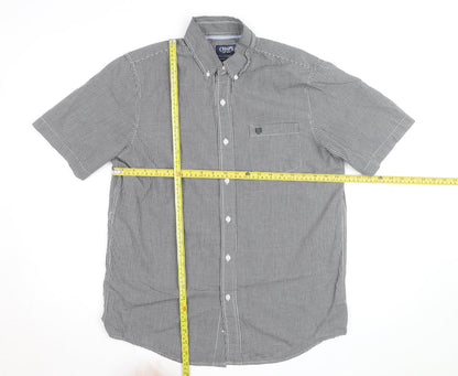 Chaps Mens Black Check Short Sleeve Button-Down Shirt L