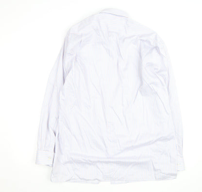 Olymp Luxor Men's Blue Striped Slim Fit Long Sleeve Button-Up Shirt 17in 43