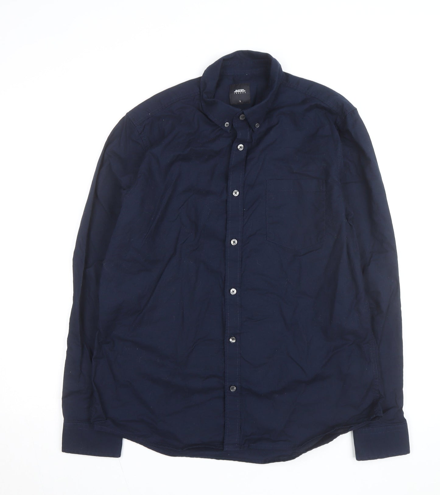 Burton Menswear London Men's Blue L Button-Down Cotton Shirt