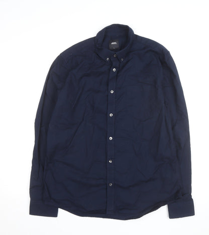 Burton Menswear London Men's Blue L Button-Down Cotton Shirt
