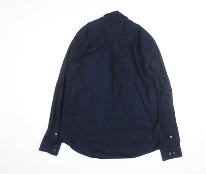 Burton Menswear London Men's Blue L Button-Down Cotton Shirt