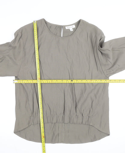 Prologue Women's Grey Rayon Blend Long Sleeve Crew Neck Blouse Size M