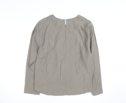 Prologue Women's Grey Rayon Blend Long Sleeve Crew Neck Blouse Size M