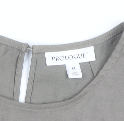 Prologue Women's Grey Rayon Blend Long Sleeve Crew Neck Blouse Size M