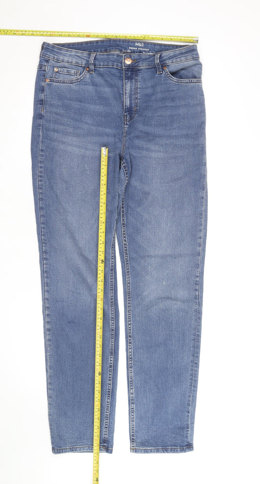 Marks and Spencer Women's Blue Sienna Straight Leg Jeans Size 16 Long Denim