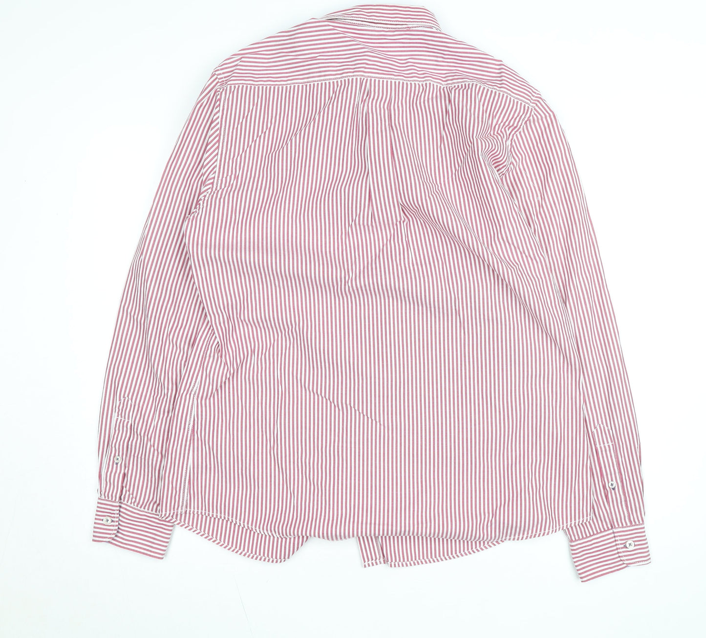 Springfield Men Red Striped Button-Down Cotton Shirt XL Slim Fit