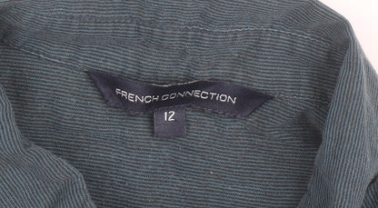 French Connection Women’s Blue Cotton Button-Up Tunic Top Size 12