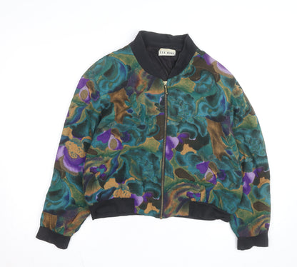 Via Moda Women's Multicoloured Floral Bomber Jacket Size 10