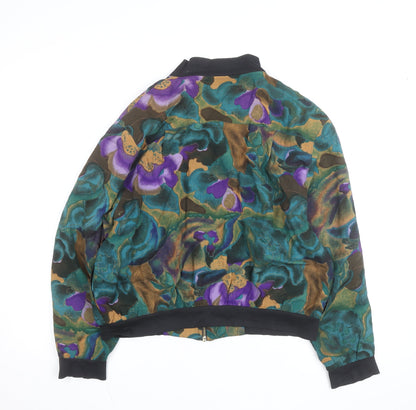 Via Moda Women's Multicoloured Floral Bomber Jacket Size 10