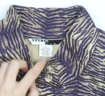 Studio JPR Women's Multicoloured Silk Animal Print Bomber Jacket L