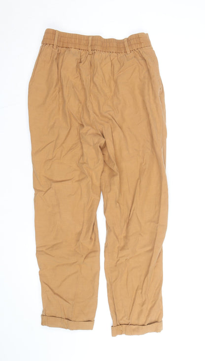 Marks and Spencer Women's Beige Linen Chino Trousers Size 12