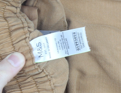 Marks and Spencer Women's Beige Linen Chino Trousers Size 12