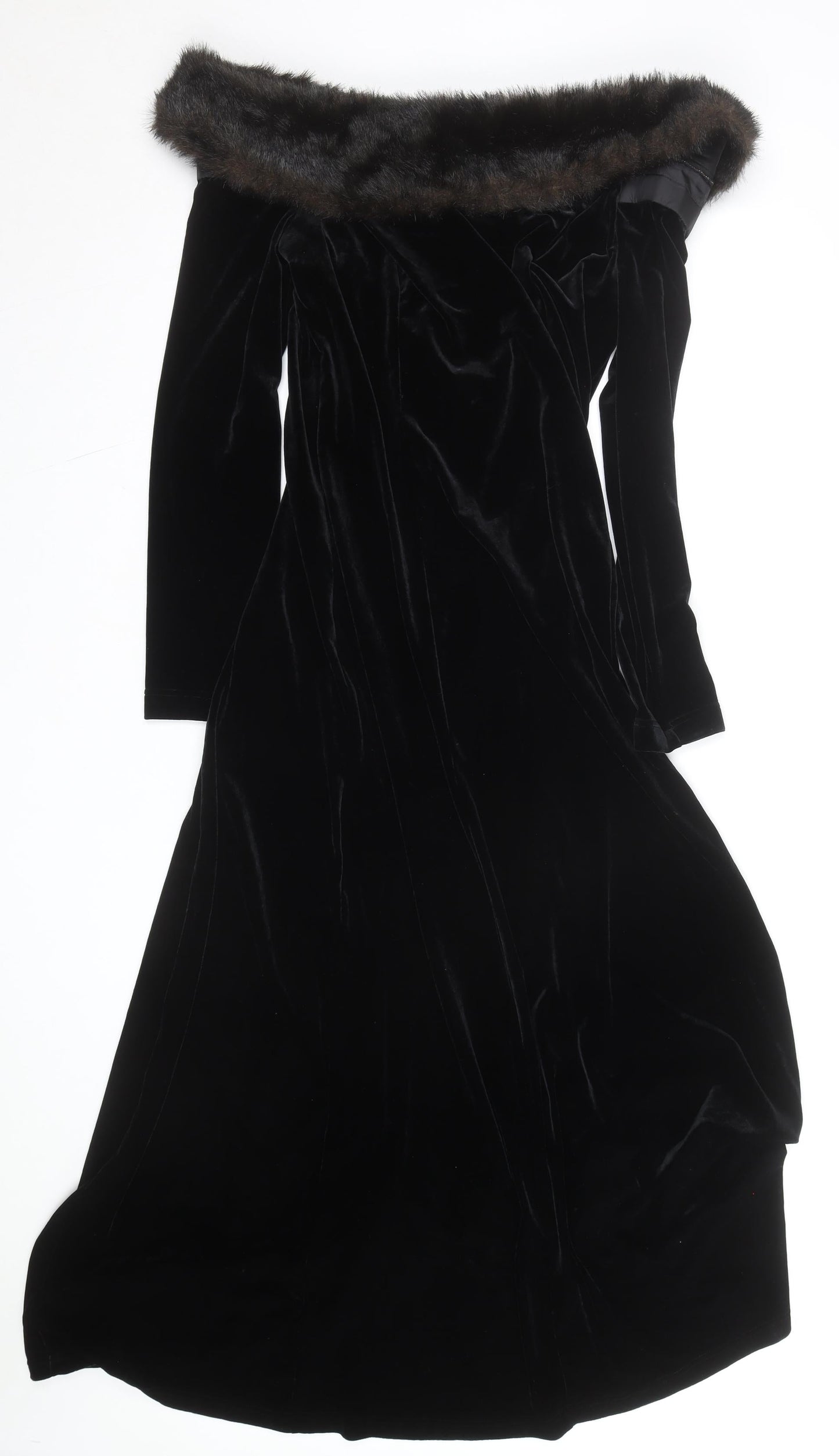 Cachet Women Black Velvet Off Shoulder Long Formal Dress Size 12