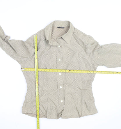 Sisley Women’s Beige Geometric Long Sleeve Button-Up Shirt Size 16