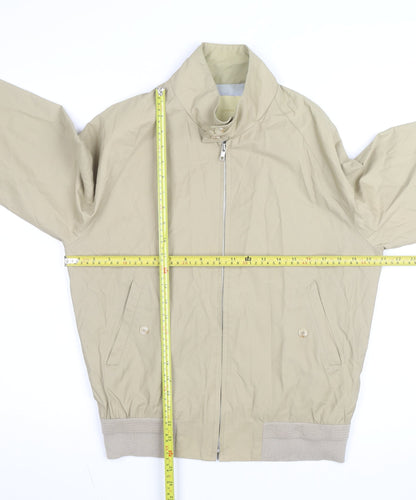 a RIBBON Men's Beige Bomber Jacket Medium Cotton Blend Stand-Up Collar