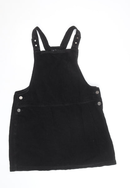 New Look Womens Black Corduroy Dungaree Dress UK 16